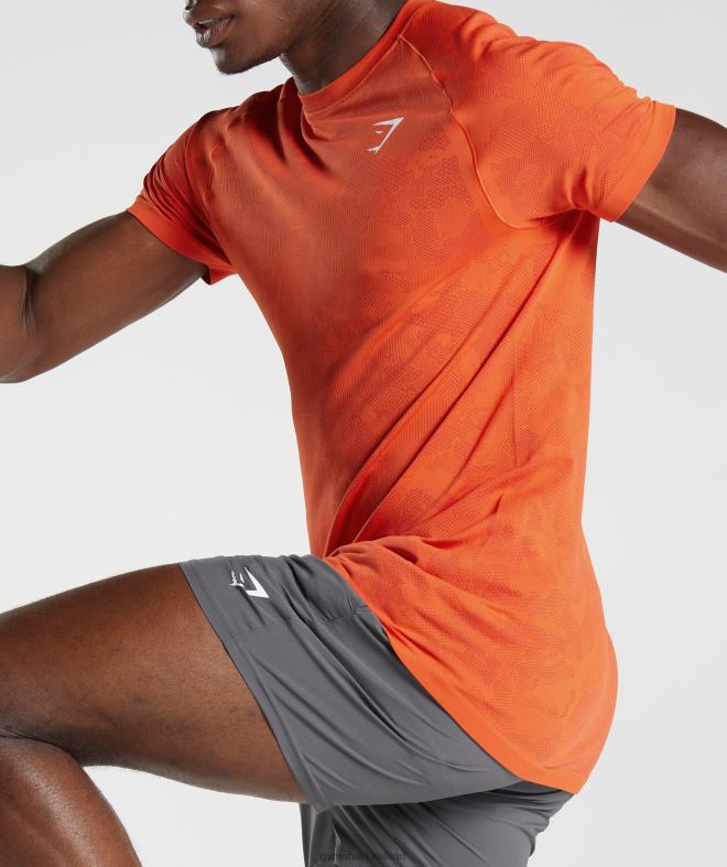 Men Geo Seamless T-Shirt 8004D616 Gymshark Pepper Red/Salsa Red