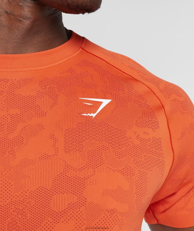 Men Geo Seamless T-Shirt 8004D616 Gymshark Pepper Red/Salsa Red