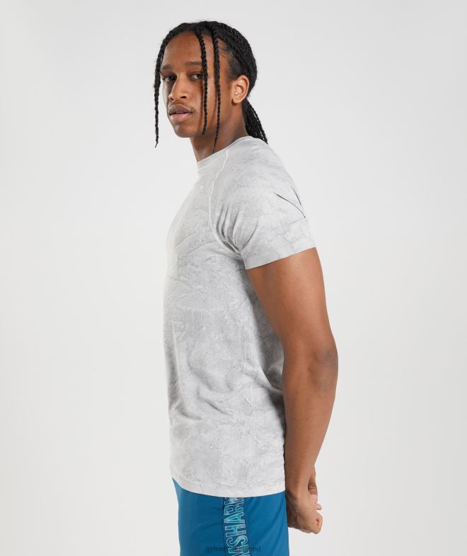 Men Geo Seamless T-Shirt 8004D618 Gymshark Off White/Light Grey