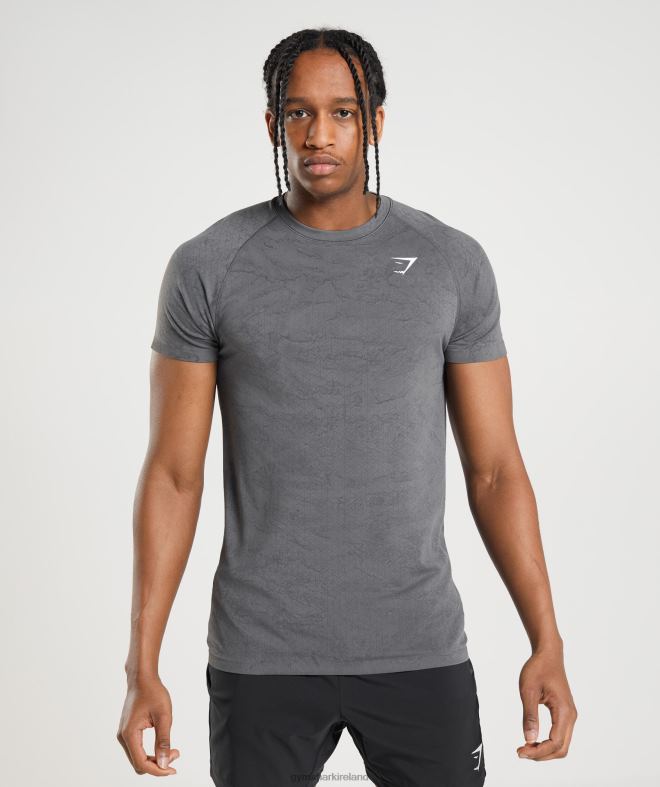 Men Geo Seamless T-Shirt 8004D629 Gymshark Charcoal Grey/Black