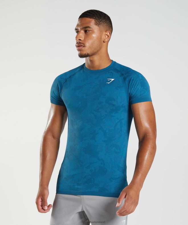 Men Geo Seamless T-Shirt 8004D640 Gymshark Atlantic Blue/Shark Blue