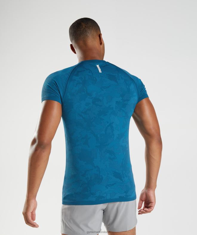 Men Geo Seamless T-Shirt 8004D640 Gymshark Atlantic Blue/Shark Blue