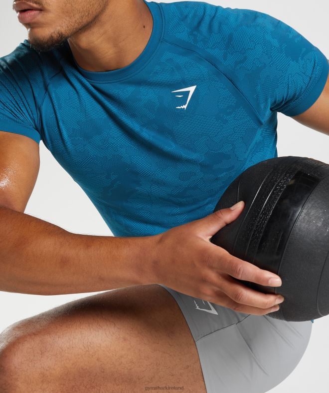 Men Geo Seamless T-Shirt 8004D640 Gymshark Atlantic Blue/Shark Blue