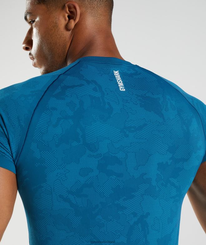 Men Geo Seamless T-Shirt 8004D640 Gymshark Atlantic Blue/Shark Blue