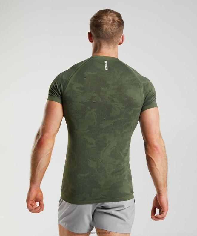Men Geo Seamless T-Shirt 8004D645 Gymshark Core Olive/Black