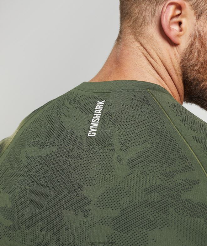Men Geo Seamless T-Shirt 8004D645 Gymshark Core Olive/Black