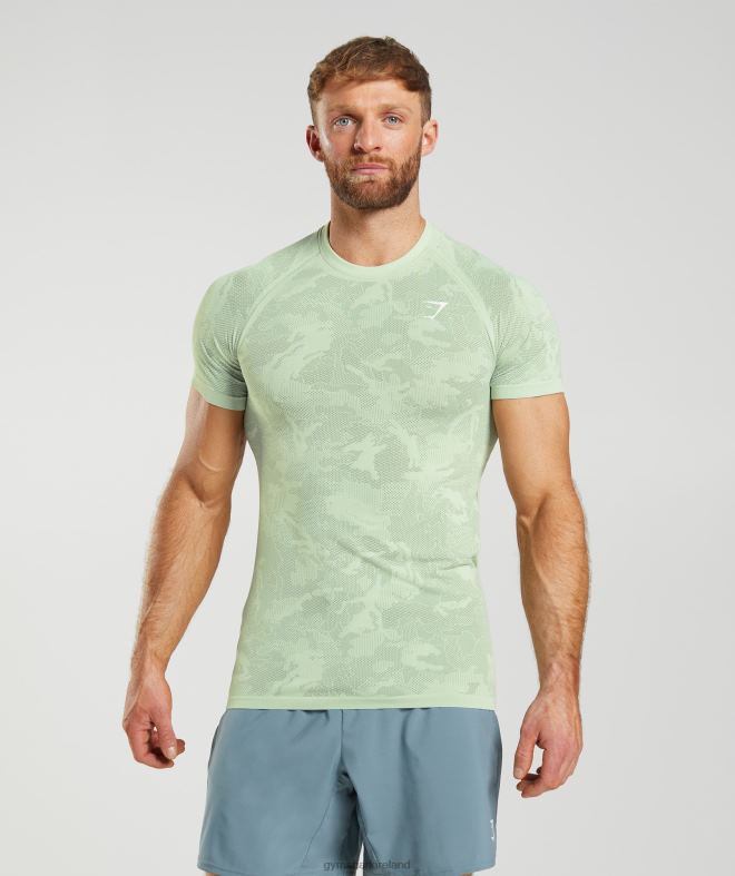 Men Geo Seamless T-Shirt 8004D657 Gymshark Flora Green/Willow Green