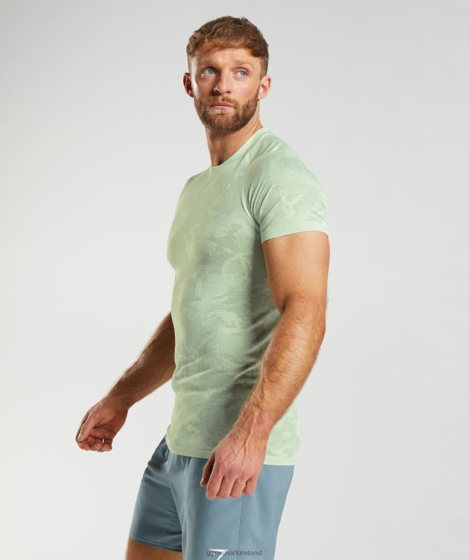 Men Geo Seamless T-Shirt 8004D657 Gymshark Flora Green/Willow Green