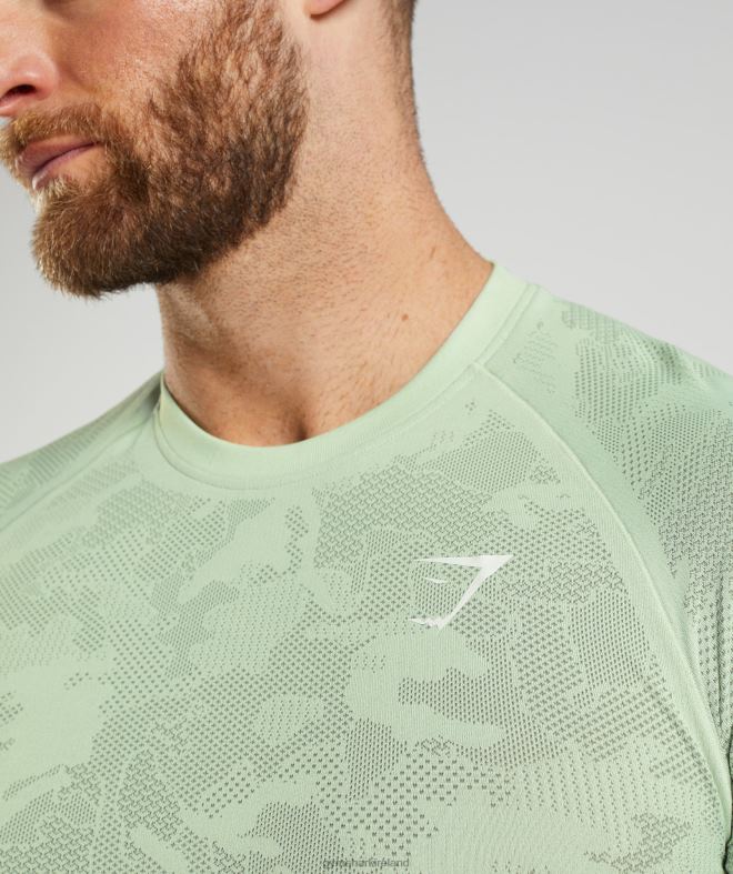 Men Geo Seamless T-Shirt 8004D657 Gymshark Flora Green/Willow Green