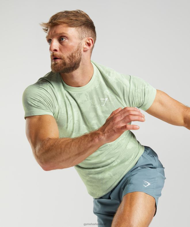 Men Geo Seamless T-Shirt 8004D657 Gymshark Flora Green/Willow Green
