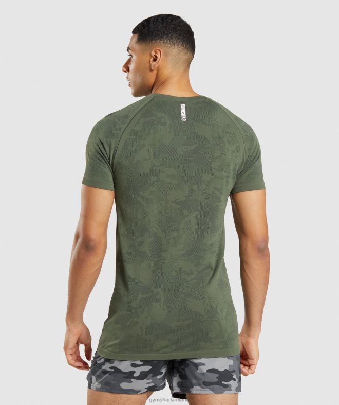 Men Geo Seamless T-Shirt 8004D658 Gymshark Core Olive/Black