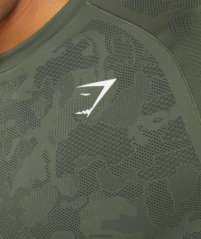 Men Geo Seamless T-Shirt 8004D658 Gymshark Core Olive/Black