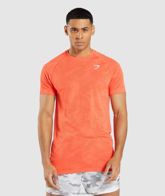 Men Geo Seamless T-Shirt 8004D668 Gymshark Papaya Orange/Spicy Orange