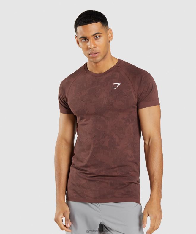 Men Geo Seamless T-Shirt 8004D674 Gymshark Cherry Brown/Black