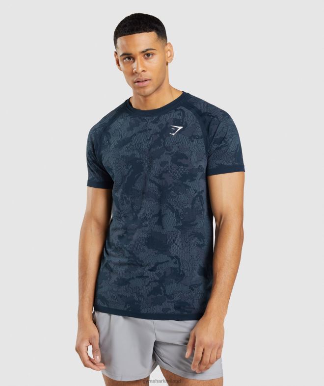 Men Geo Seamless T-Shirt 8004D719 Gymshark Navy/Fog Blue