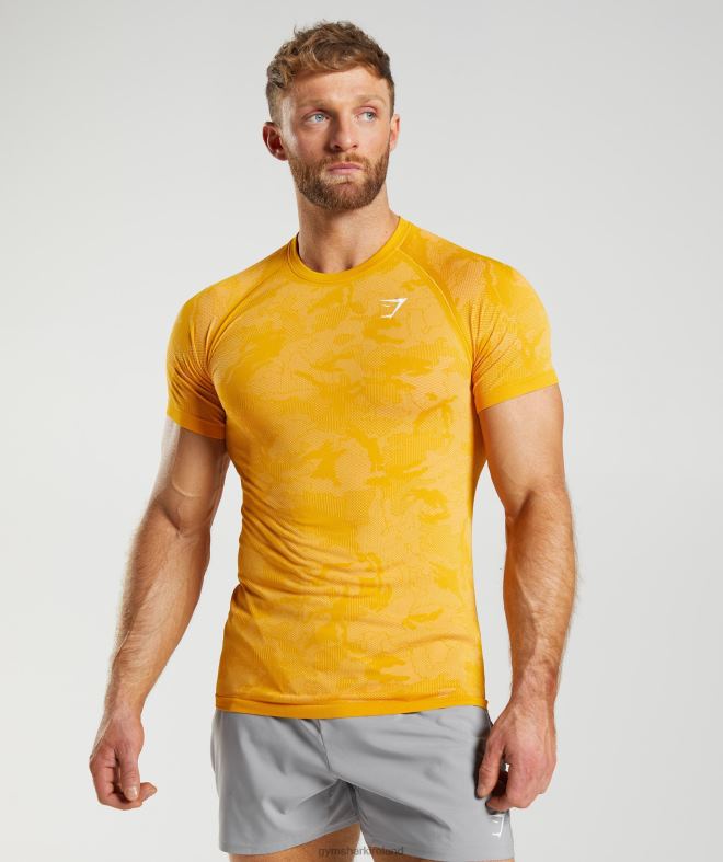 Men Geo Seamless T-Shirt 8004D736 Gymshark Sunny Yellow/White