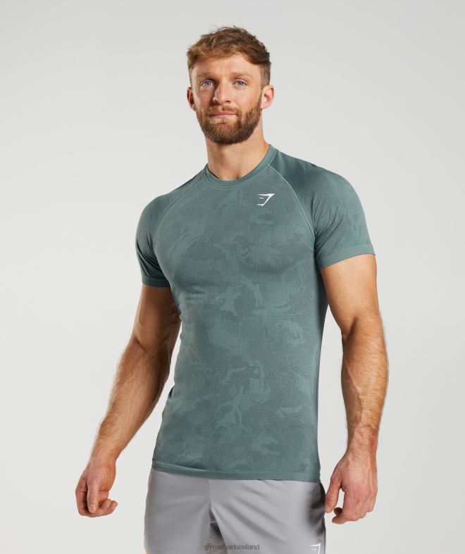 Men Geo Seamless T-Shirt 8004D737 Gymshark Thunder Blue/Cosmic Grey