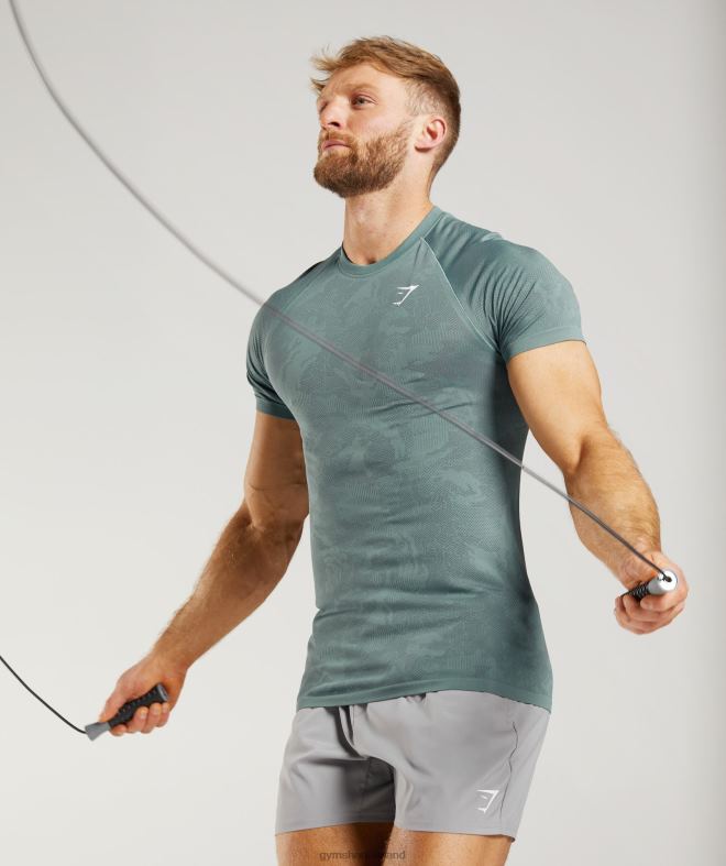 Men Geo Seamless T-Shirt 8004D737 Gymshark Thunder Blue/Cosmic Grey