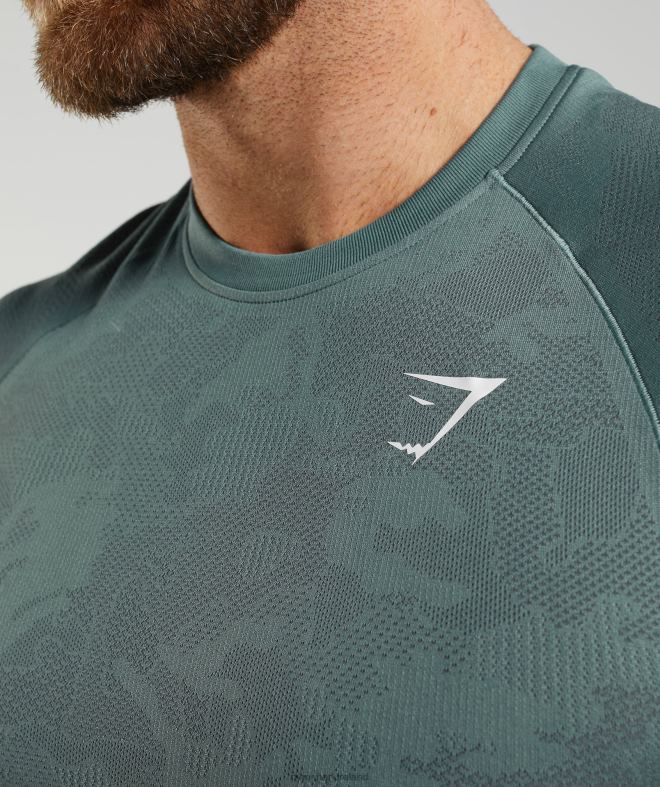 Men Geo Seamless T-Shirt 8004D737 Gymshark Thunder Blue/Cosmic Grey