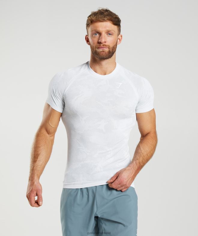 Men Geo Seamless T-Shirt 8004D742 Gymshark White/Light Grey