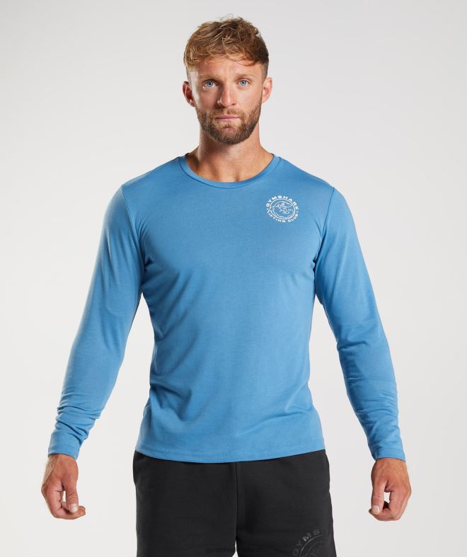 Men Legacy Long Sleeve T-Shirt 8004D675 Gymshark Coastal Blue