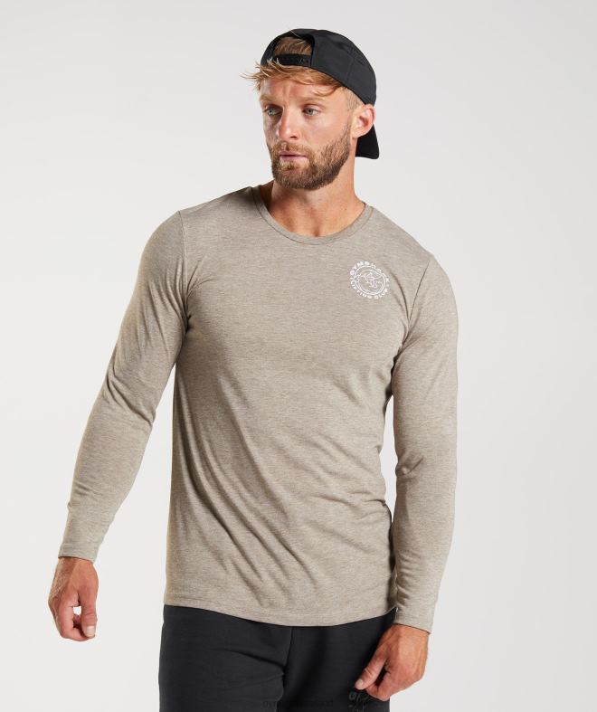 Men Legacy Long Sleeve T-Shirt 8004D751 Gymshark Limestone Marl