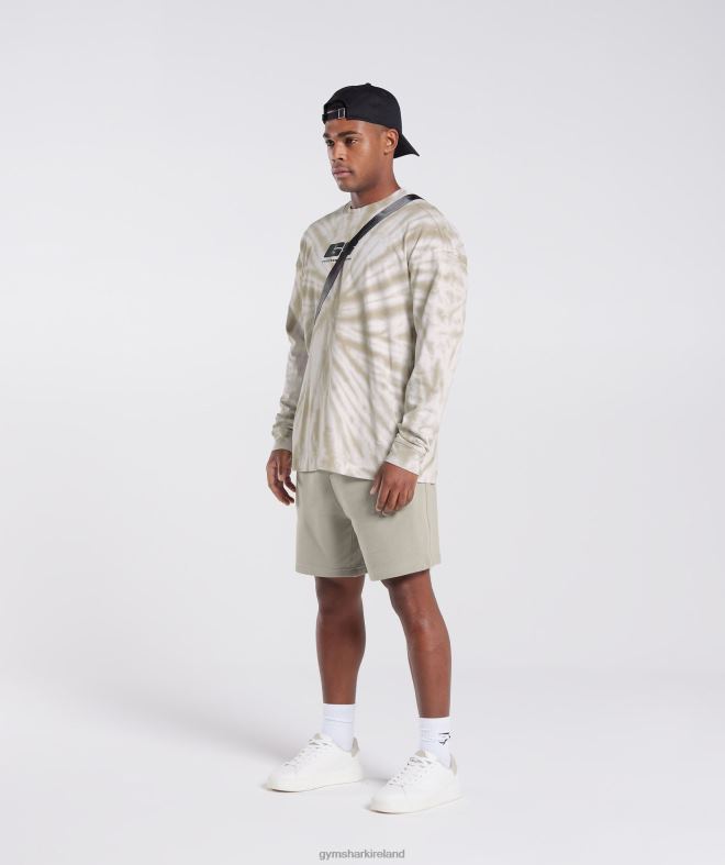 Men Rest Day Long Sleeve T-Shirt 8004D570 Gymshark White/Mushroom Brown/Spiral Optic Wash