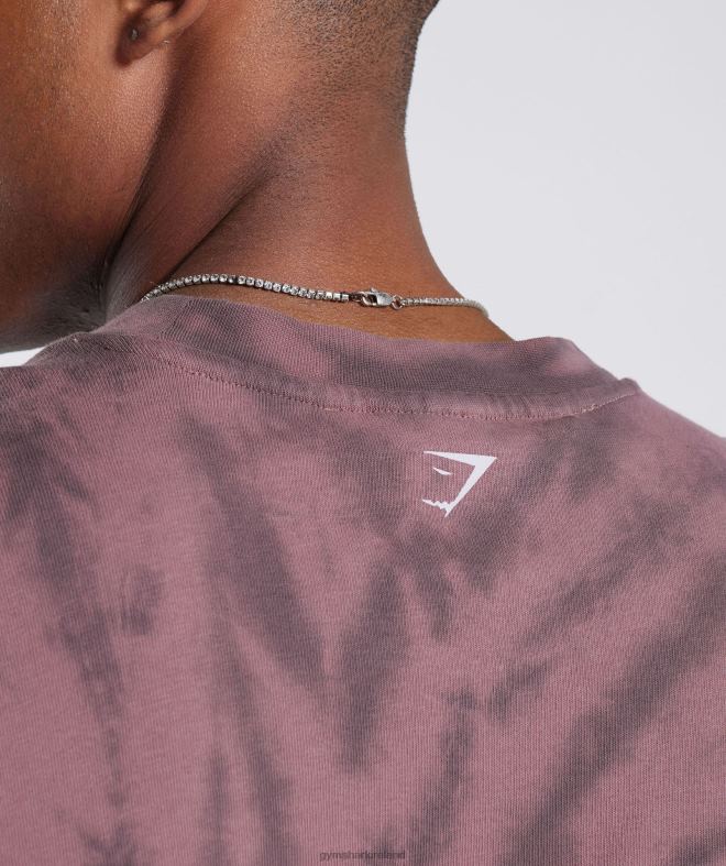 Men Rest Day Long Sleeve T-Shirt 8004D771 Gymshark Dusty Maroon/Silhouette Grey/Spiral Optic Wash