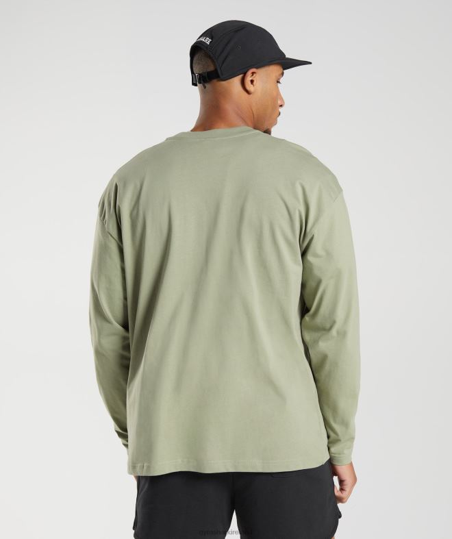 Men Rest Day Sweats Long Sleeve T-Shirt 8004D760 Gymshark Sage Green