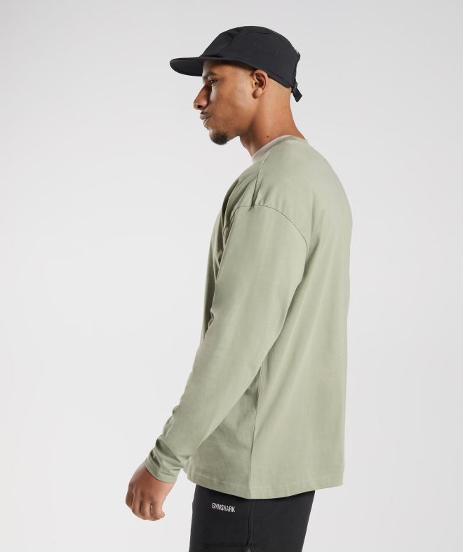 Men Rest Day Sweats Long Sleeve T-Shirt 8004D760 Gymshark Sage Green