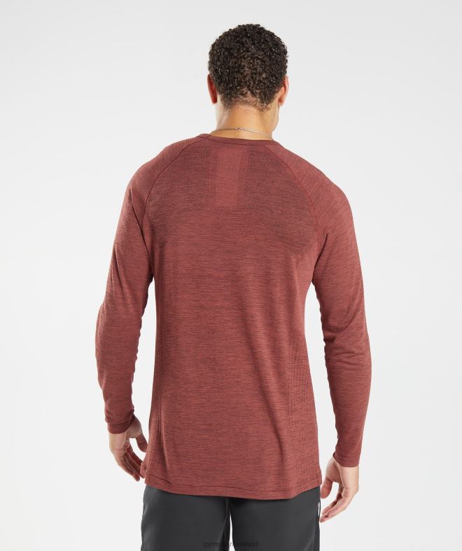 Men Retake Seamless Long Sleeve T-Shirt 8004D606 Gymshark Rose Brown/Black Marl