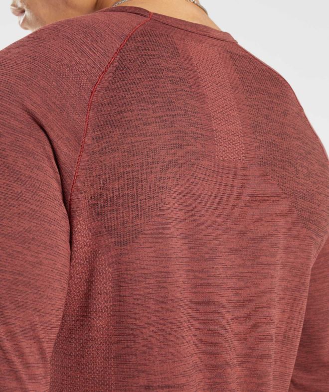 Men Retake Seamless Long Sleeve T-Shirt 8004D606 Gymshark Rose Brown/Black Marl
