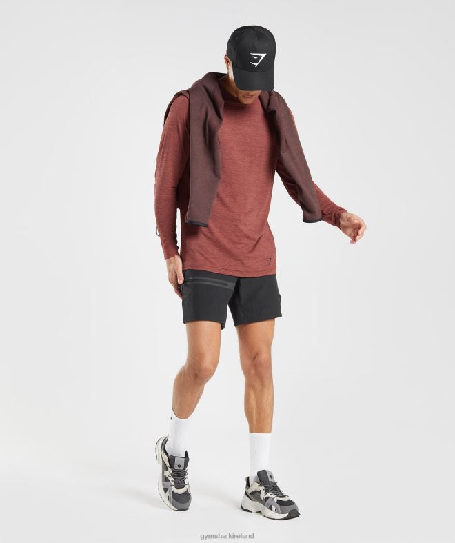 Men Retake Seamless Long Sleeve T-Shirt 8004D606 Gymshark Rose Brown/Black Marl