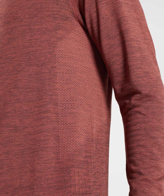 Men Retake Seamless Long Sleeve T-Shirt 8004D606 Gymshark Rose Brown/Black Marl