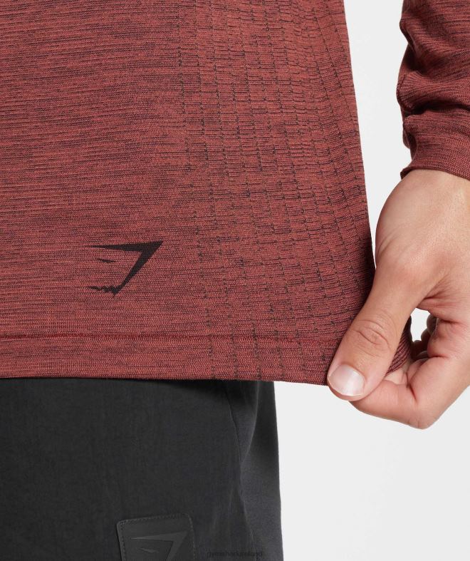 Men Retake Seamless Long Sleeve T-Shirt 8004D606 Gymshark Rose Brown/Black Marl