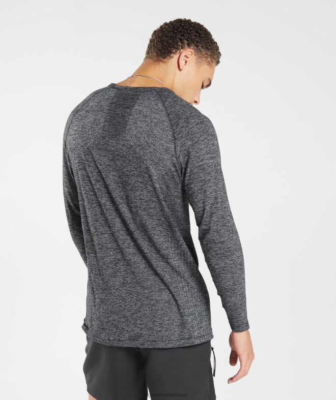 Men Retake Seamless Long Sleeve T-Shirt 8004D632 Gymshark Black/White Marl
