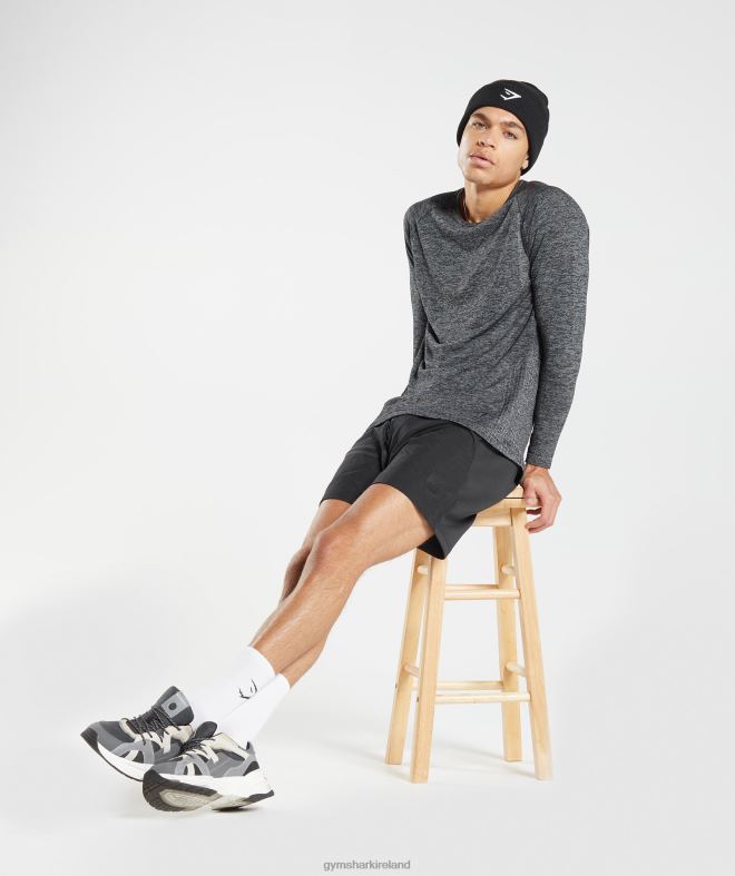 Men Retake Seamless Long Sleeve T-Shirt 8004D632 Gymshark Black/White Marl