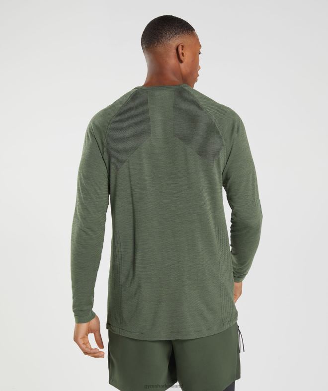 Men Retake Seamless Long Sleeve T-Shirt 8004D647 Gymshark Core Olive