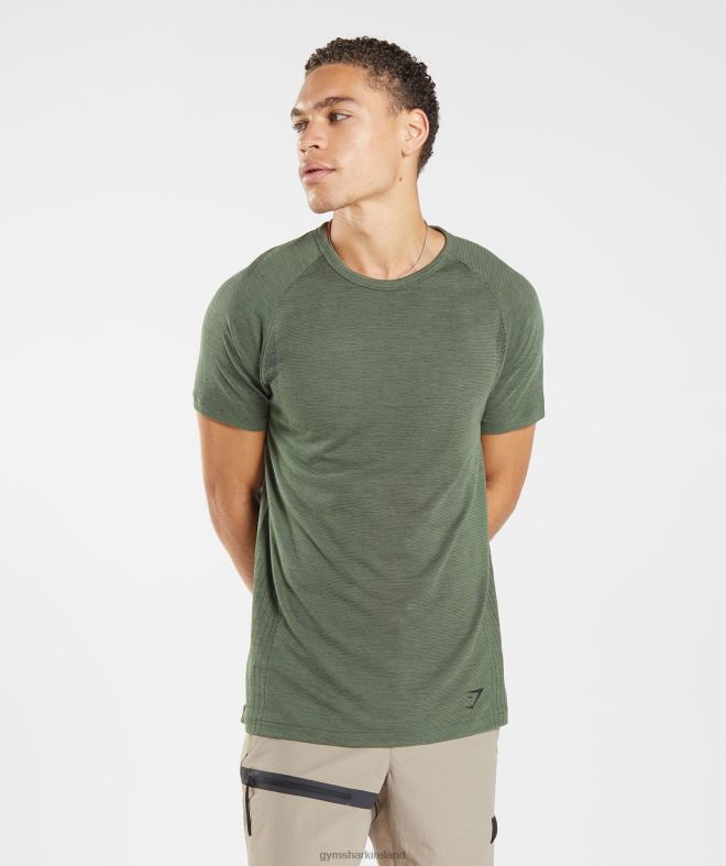 Men Retake Seamless T-Shirt 8004D626 Gymshark Core Olive/Black Marl