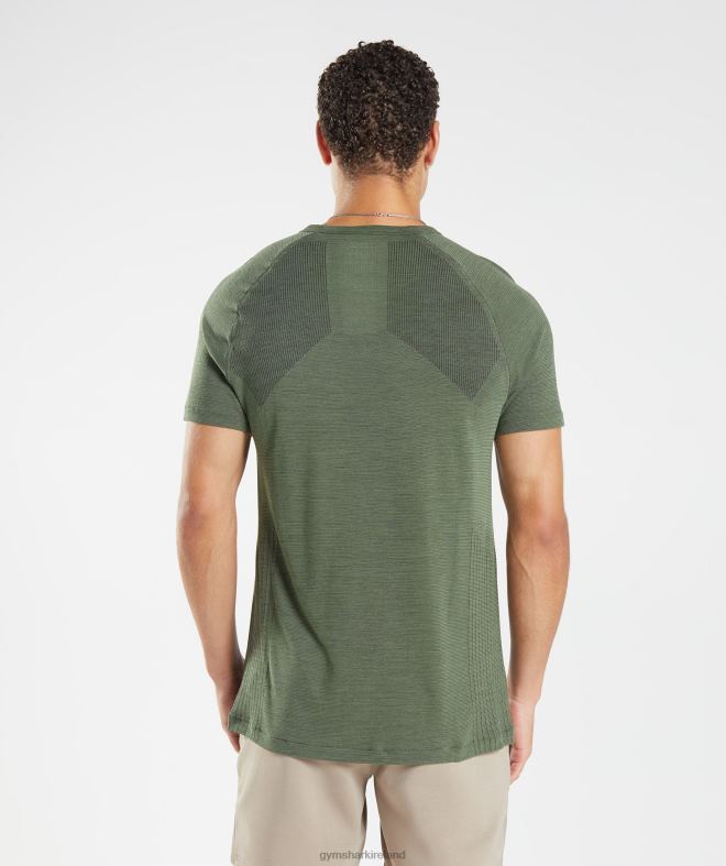 Men Retake Seamless T-Shirt 8004D626 Gymshark Core Olive/Black Marl
