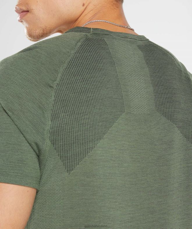 Men Retake Seamless T-Shirt 8004D626 Gymshark Core Olive/Black Marl