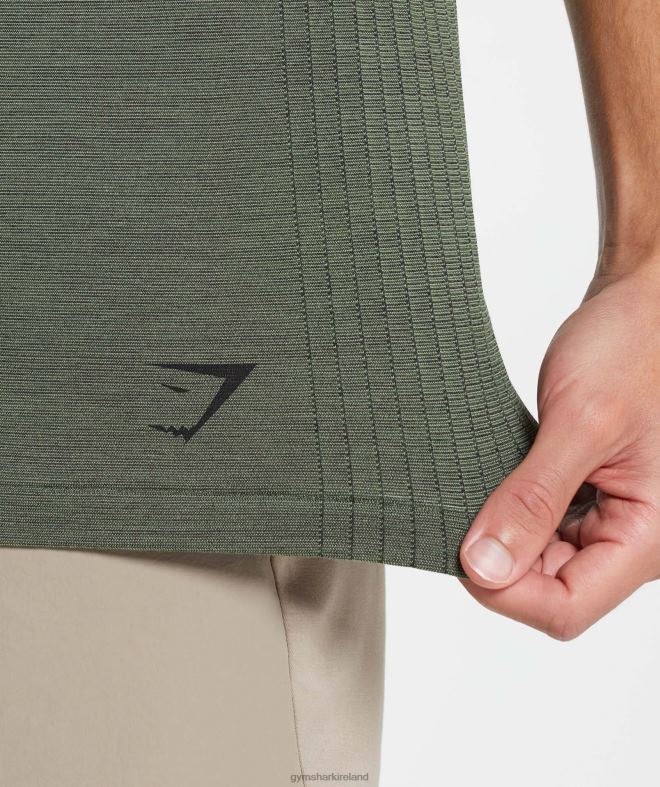 Men Retake Seamless T-Shirt 8004D626 Gymshark Core Olive/Black Marl