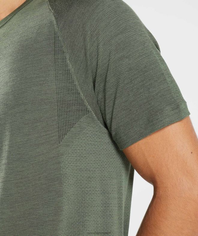 Men Retake Seamless T-Shirt 8004D626 Gymshark Core Olive/Black Marl