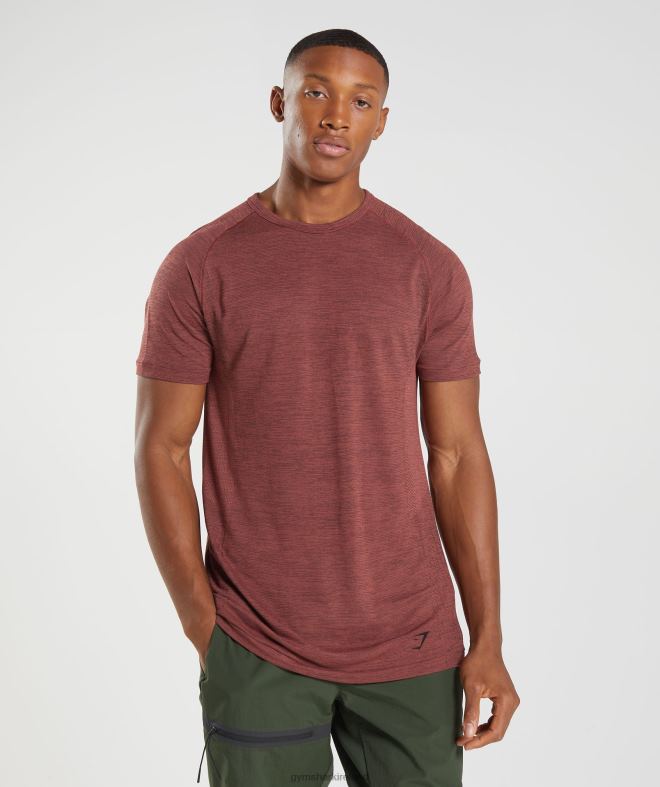 Men Retake Seamless T-Shirt 8004D673 Gymshark Rose Brown/Black Marl