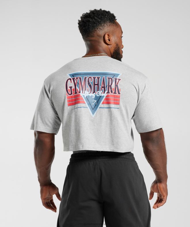 Men Retrowave Crop T-Shirt 8004D588 Gymshark Light Grey Core Marl