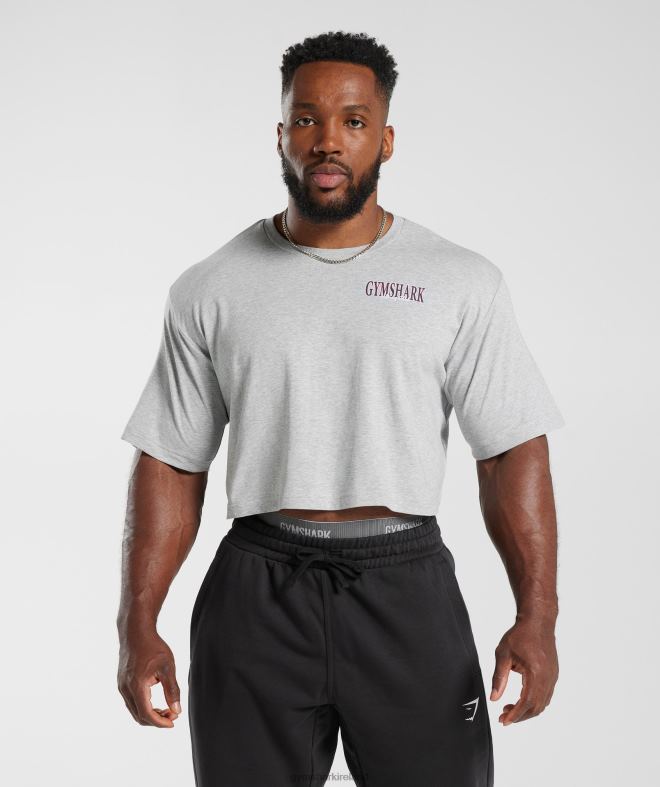 Men Retrowave Crop T-Shirt 8004D588 Gymshark Light Grey Core Marl