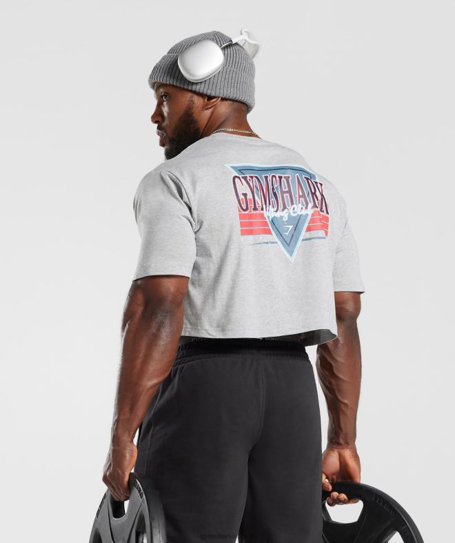 Men Retrowave Crop T-Shirt 8004D588 Gymshark Light Grey Core Marl