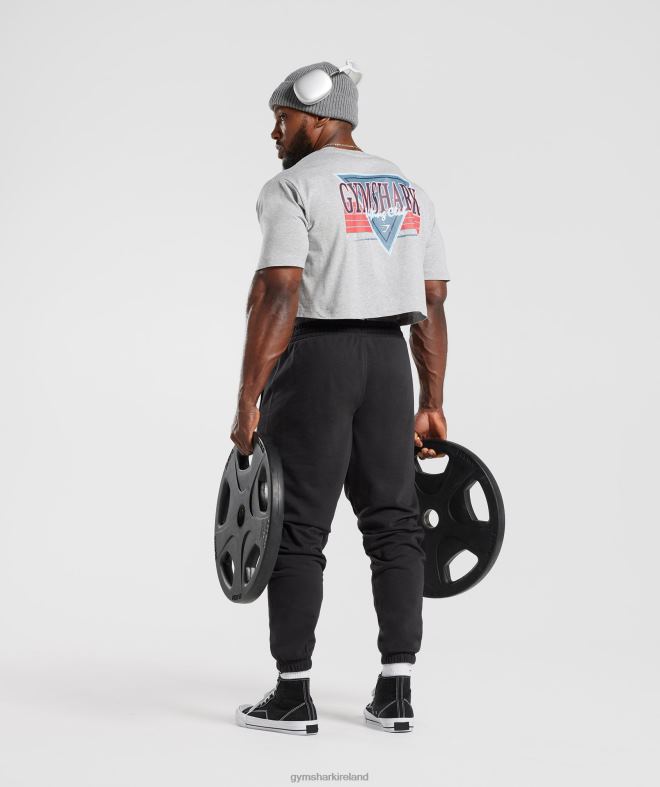 Men Retrowave Crop T-Shirt 8004D588 Gymshark Light Grey Core Marl