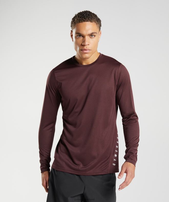 Men Sport Long Sleeve T-Shirt 8004D681 Gymshark Baked Maroon/Black Marl