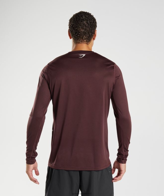 Men Sport Long Sleeve T-Shirt 8004D681 Gymshark Baked Maroon/Black Marl
